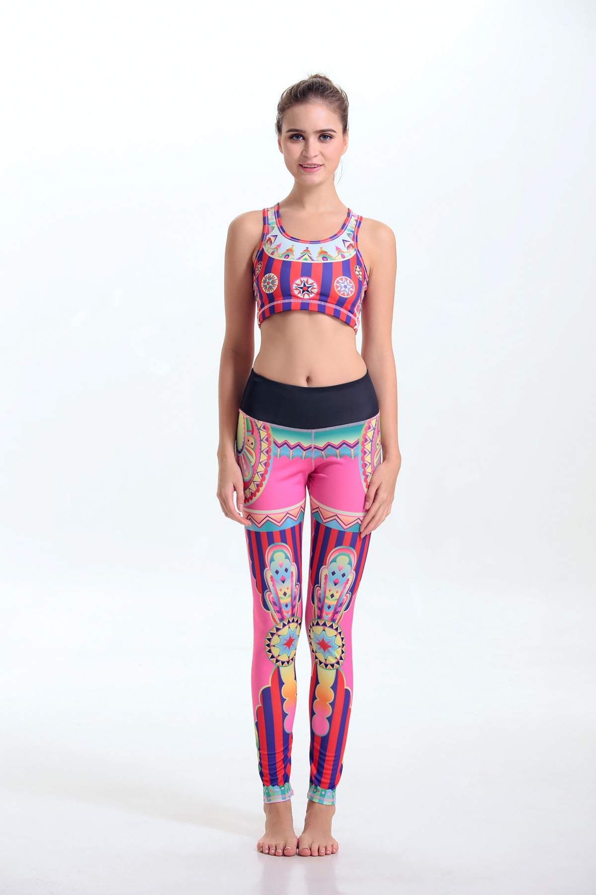 YG1105-1 Women s Printed Athletic Yoga Bra Tops and Legging Pants